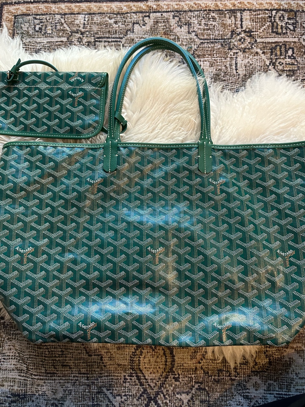 Goyard Green Large St. Louis Tote Bag Goyardine - Picture 10 of 12